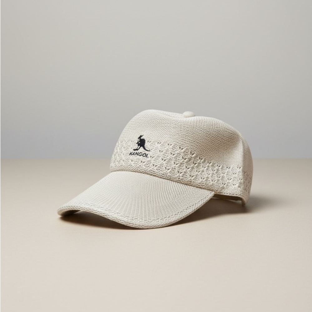 Kangol Light Tan Knit Cap with Embroidered Logo With Adjustable Strap